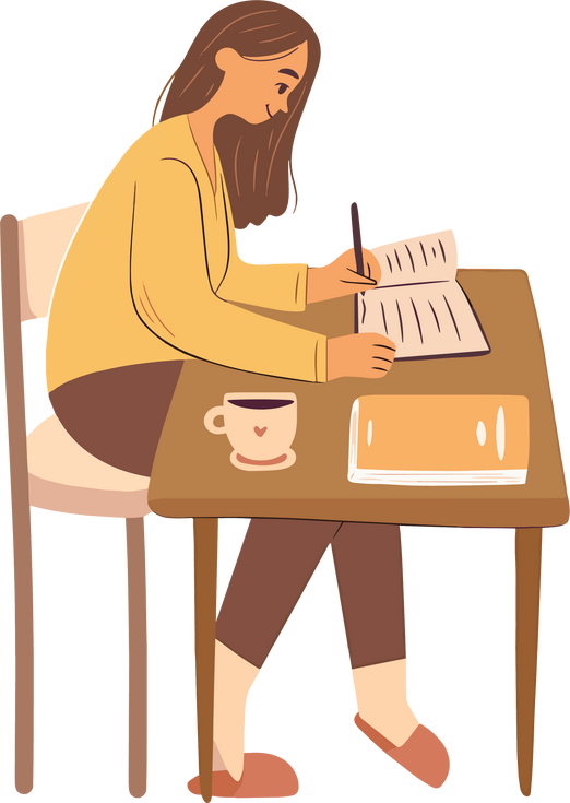 Girl Write Journal Illustration