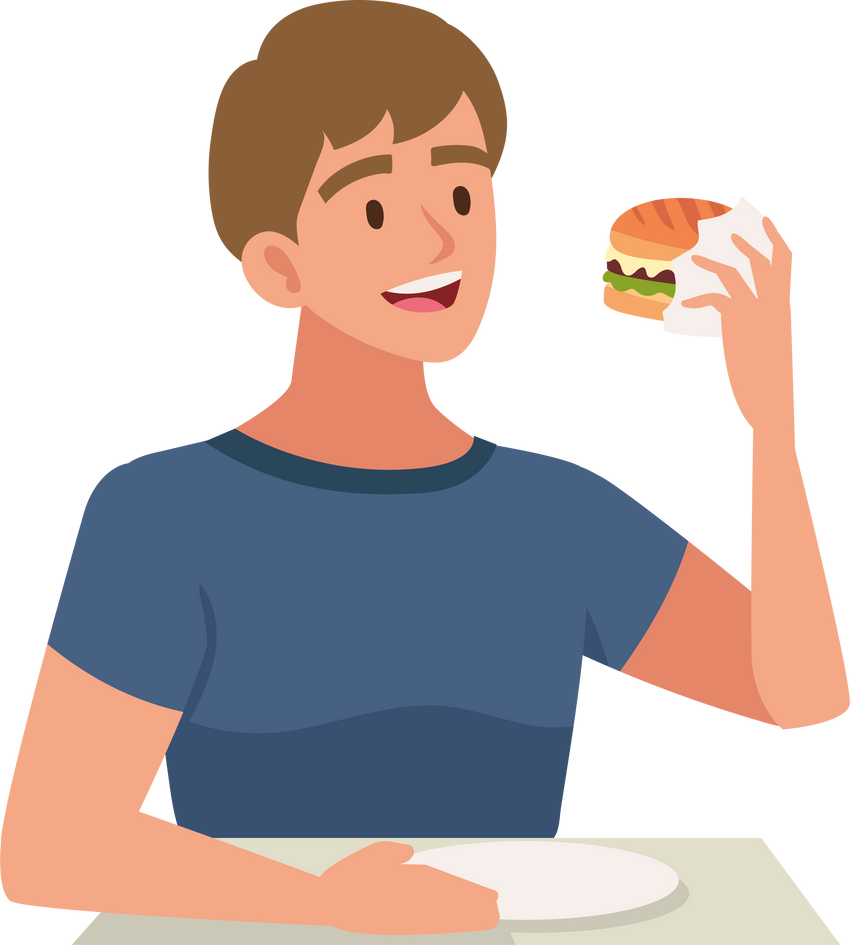 man eating a burger